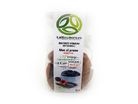 Biscuiti vegani fara zahar cu mac si prune 140g LaBiscuterie