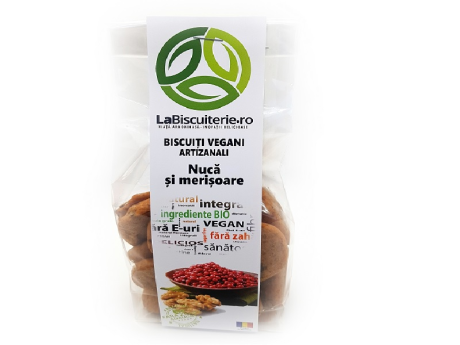 Biscuiti vegani fara zahar cu nuca si merisoare 140g LaBiscuterie