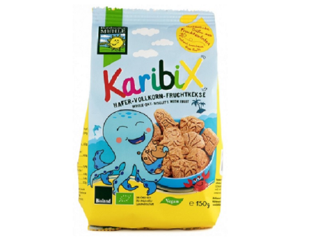 Karibix biscuiti BIO din faina integrala de ovaz, cu fructe, 150g