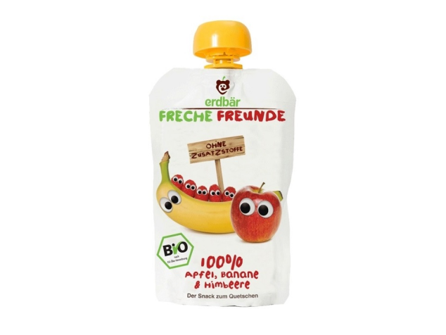 Piure de banane, mere și zmeură pentru copii BIO Erdbar