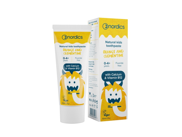 Pastă de dinți naturală pentru copii cu portocale și clementine 50ml Nordics