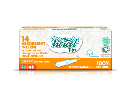 Tampoane din bumbac bio hipoalergenic, compostabil, cu aplicator - 3 pic. (14 buc) Vivicot