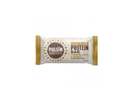 Baton Proteic cu Caramel, Ciocolata si Arahide PULSIN 50g 
