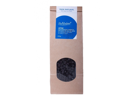Afine infuzate in suc de mere, fara zahar 200g - Nutrissimo