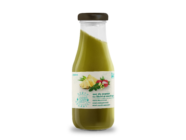 Suc Bio de ananas cu litchi și moringa - Dirty Organics