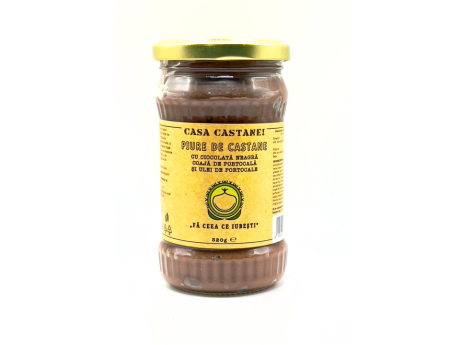 Piure de Castane cu Ciocolata Neagra si Coaja de Portocale 320g - Casa Castanei