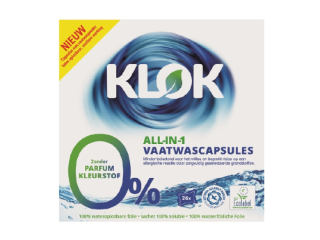 KLOK Capsule ALL-in-1 pentru maşina de spălat vase, 0% parfum, 0% coloranţi