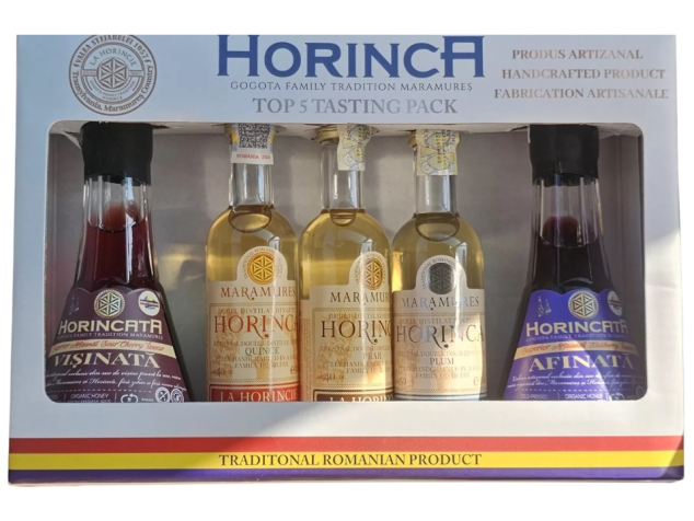 Cutie 5 Tasting Pack: 3 x 50ml Prune, Pere, Gutui şi 2 x 100ml Afinată, Vişinată - La Horincie