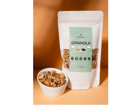 Granola cu Caju și Fulgi de Cacao Fără Zahăr - Unison