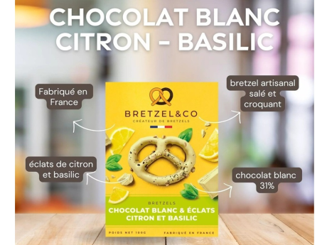 Covrigei cu ciocolată albă şi chipsuri de lămâie cu busuioc - Bretzel&Co