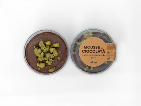 Mousse de ciocolată cu zmeură şi crumble fistic Congelat - ViceCream